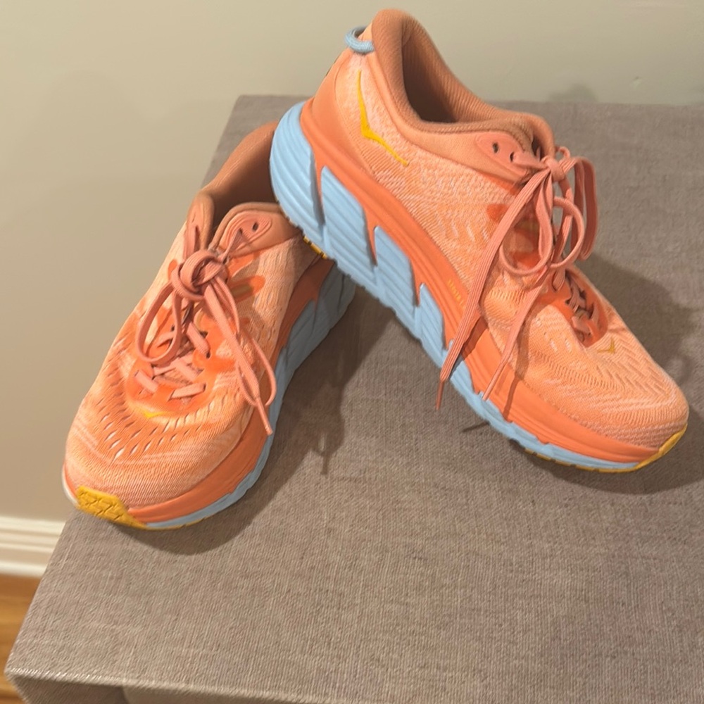 Hoka Orange and Blue Athletic Shoes Lightweight Mesh